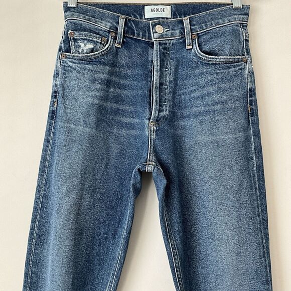 Agolde Jeans Blue Nico High Rise Button Fly Distressed 26 - Picture 10 of 13